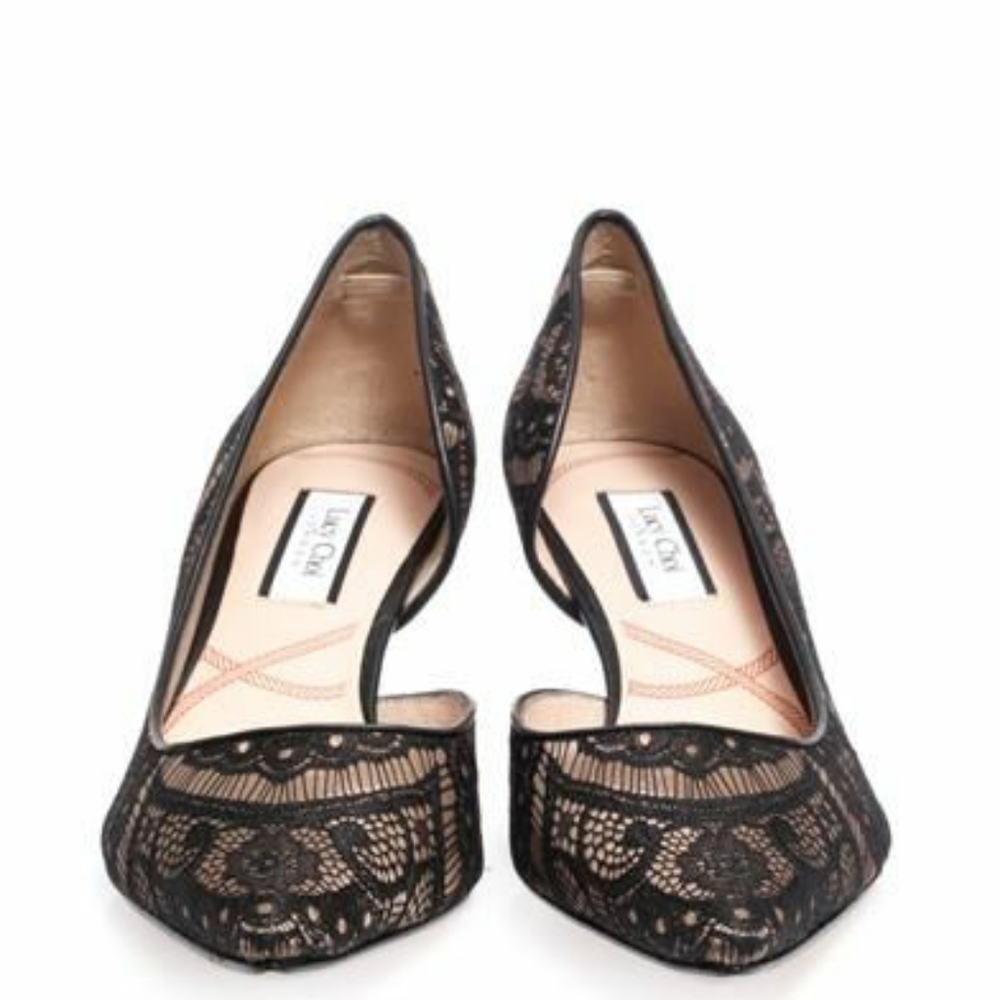 LUCY CHOI Knightsbridge lace half-d'Orsay pump